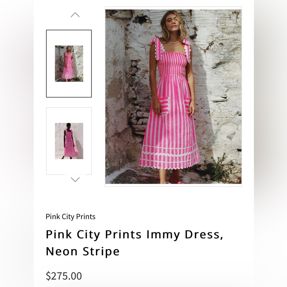 Pink City Prints Neon Pink Stripe Immy Dress NWT size small